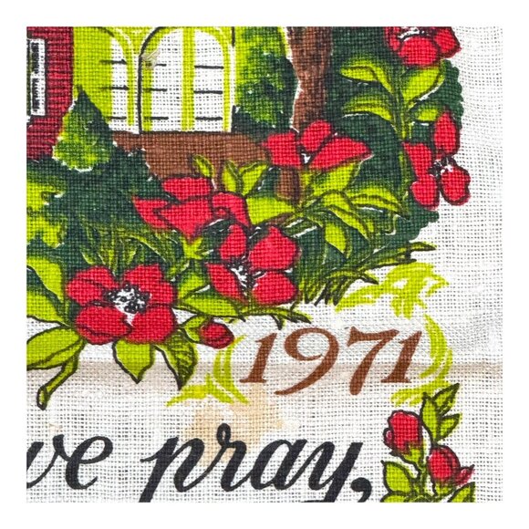 Vintage 1971 Calendar Tea Towel Home & Floral Design Religious Housewarming READ - Picture 3 of 11